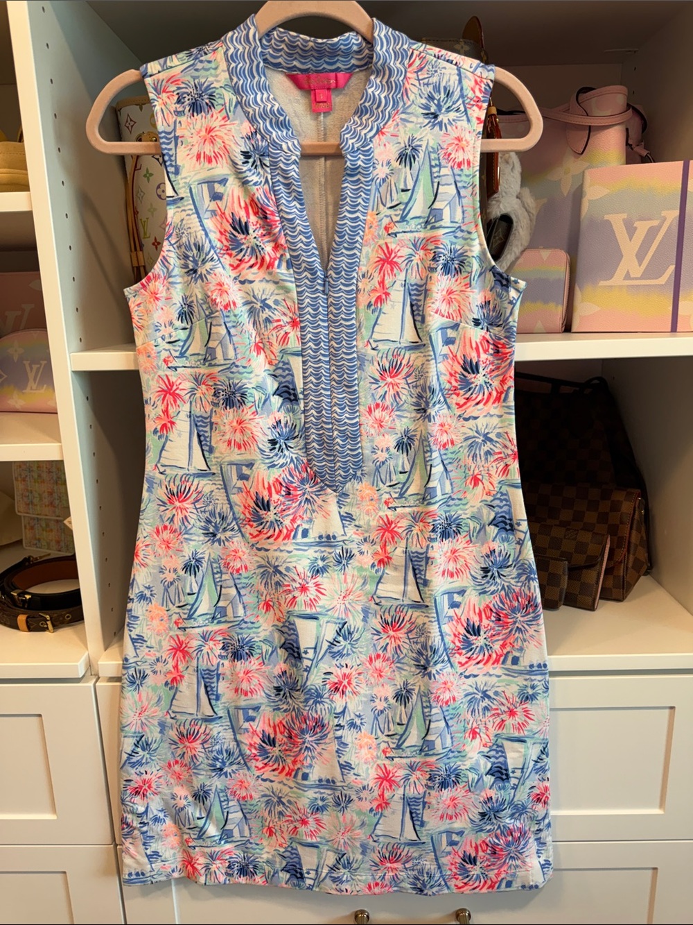 Lilly Pulitzer Larsen Shift Dress Sea To Shining Sea Small EUC Worn Once